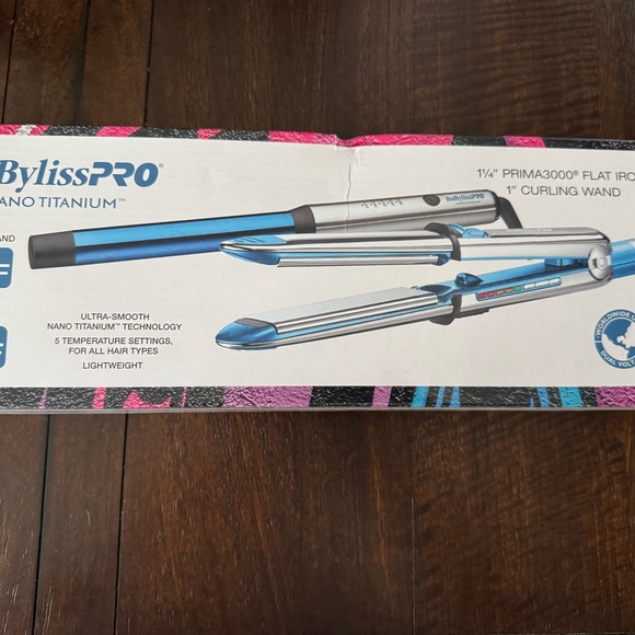 BaBylissPRO Nano Titanium Flat Iron and Curling Wand - Blue - Picture 1 of 1